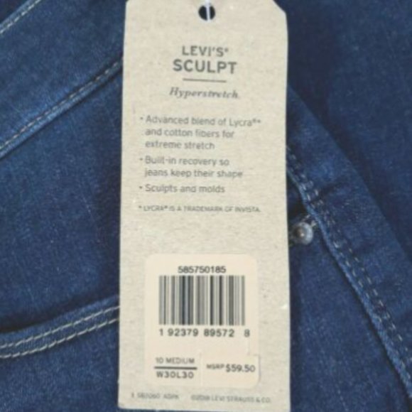 Levi"s Classic Mid-Rise Skinny Jeans W30 L30 /10M - Picture 9 of 9